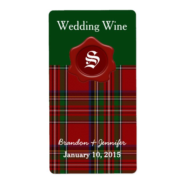 Royal Stewart Plaid Bröllopsminiaturetiketter för  Fraktsedel (Framsidan)