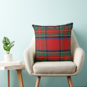 Royal Stewart red och grönt Scots tartan mönster Kudde