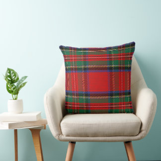 Royal Stewart red och grönt Scots tartan mönster Kudde