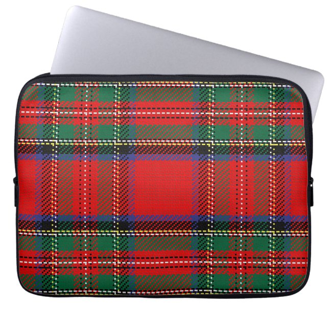 Royal Stewart red och grönt Scots tartan mönster Laptop Fodral (Framsidan)