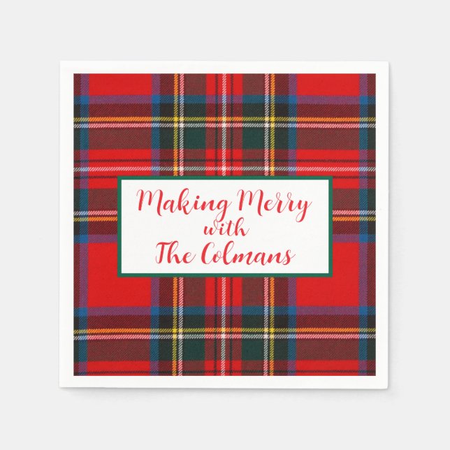 Royal Stewart Red Plaid MAKING MERRY  Pappersservett (Framsidan)