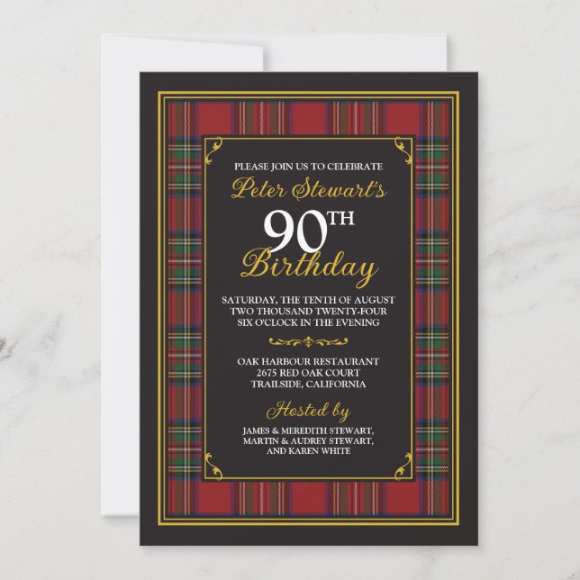 Royal Stewart Tartan 90:e födelsedagsinbjudan Inbjudningar (Framsida)