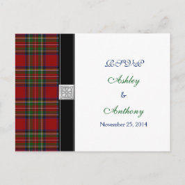 Royal Stewart Tartan Bröllop OSA Reply Postcard Inbjudan Vykort