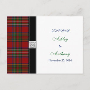 Royal Stewart Tartan Bröllop OSA Reply Postcard Inbjudan Vykort
