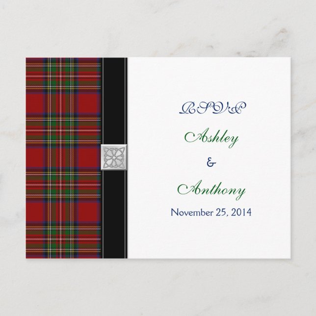 Royal Stewart Tartan Bröllop OSA Reply Postcard Inbjudan Vykort (Framsida)