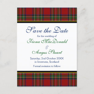 Royal Stewart Tartan Bröllop Spara ett vykort