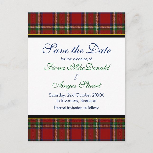 Royal Stewart Tartan Bröllop Spara ett vykort (Framsida)