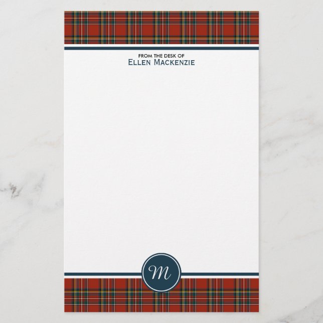 Royal Stewart Tartan Classic Red Play Monogram Brevpapper (Framsida)