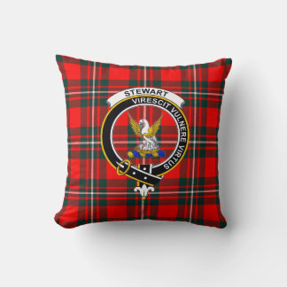 Royal Stewart Tartan med klanemblem och valspråk T Kudde