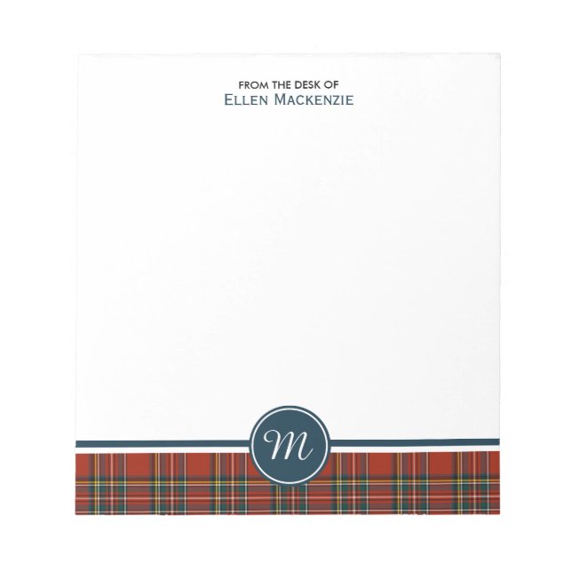 Royal Stewart Tartan Monogram Anteckningsblock (Framsida)