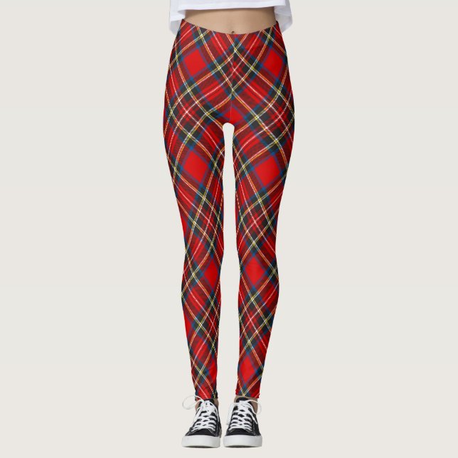 Royal Stewart Tartan Plagt Argyle Mönster Leggings (Framsida)