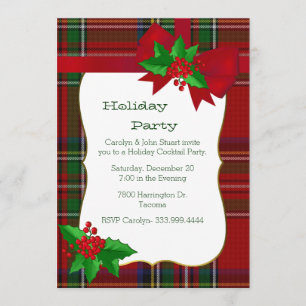 Royal Stewart Tartan Plaid Anpassad julfest Inbjudningar