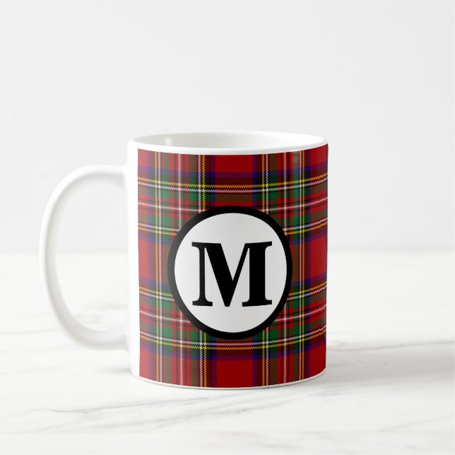 Royal Stewart Tartan Plaid Skotskt Clan Monogram Kaffemugg (Vänster)