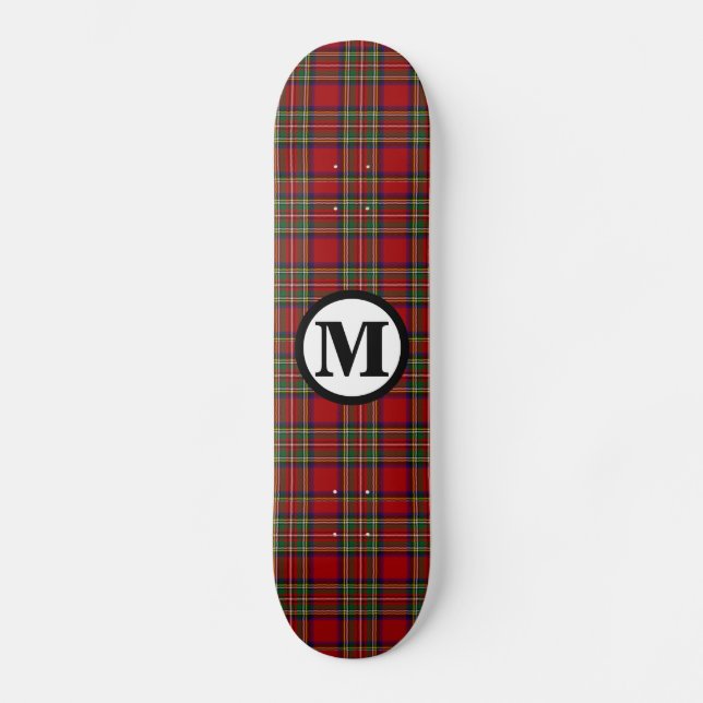 Royal Stewart Tartan Play Scottish Klan Monogram Mini Skateboard Bräda 18,5 Cm (Framsida)