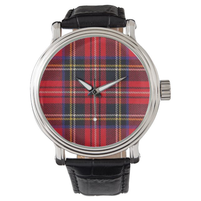 Royal Stewart tartan röd svart pläd Armbandsur (Framsida)