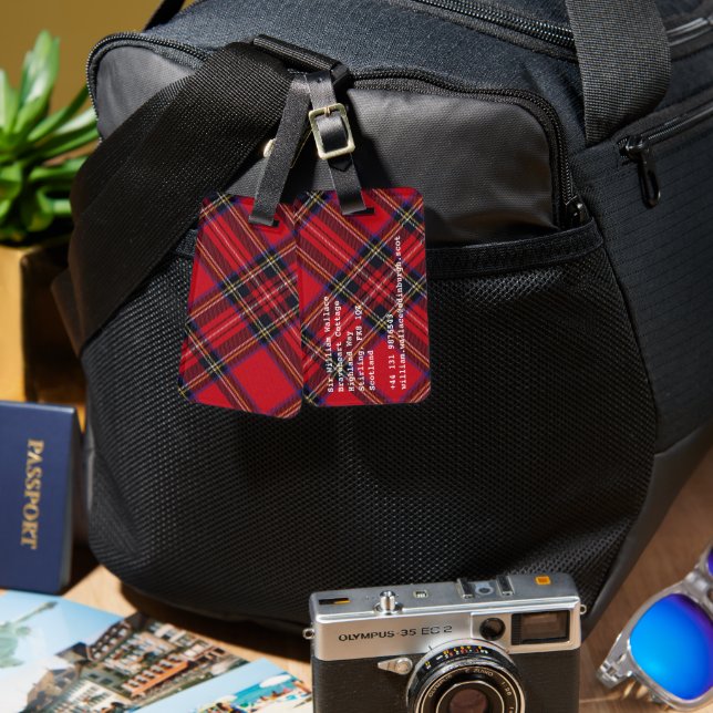 Royal Stewart tartan röd svart pläd Bagagebricka (Fram & Baksida)