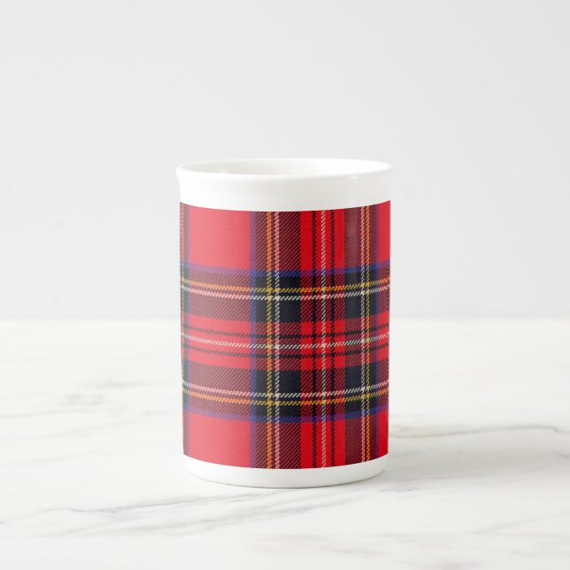 Royal Stewart tartan röd svart pläd Benporslin Mugg (Framsidan)