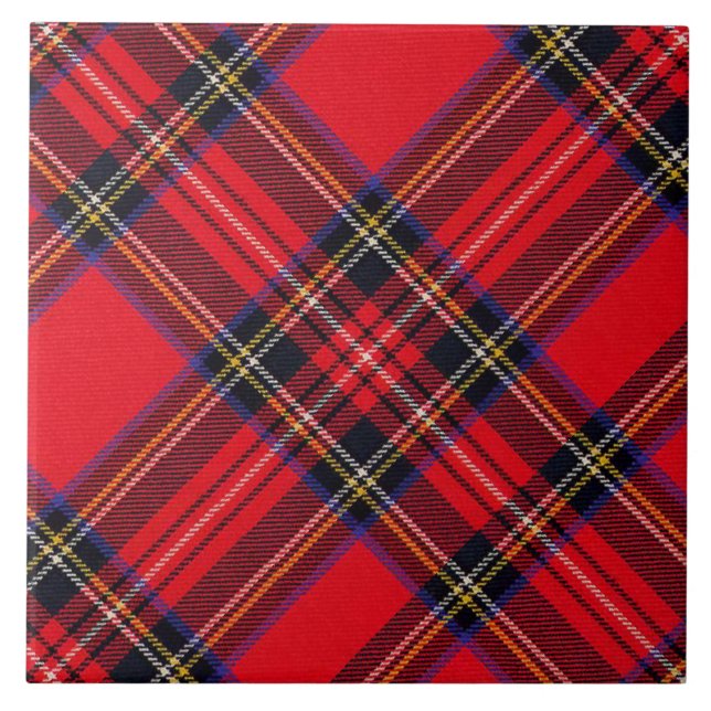 Royal Stewart tartan röd svart pläd Kakelplatta (Framsidan)