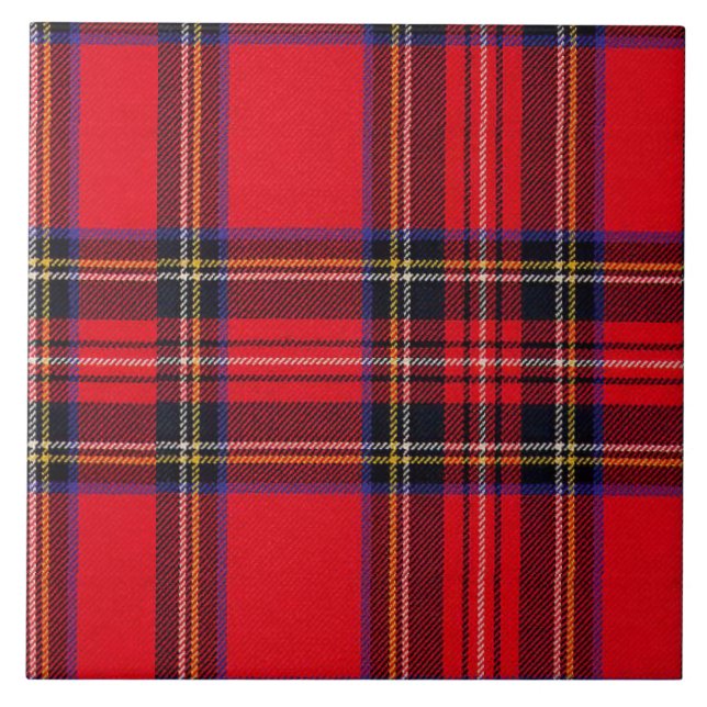 Royal Stewart tartan röd svart pläd Kakelplatta (Framsidan)
