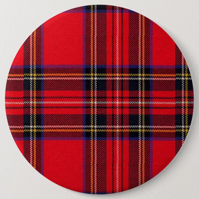 Royal Stewart tartan röd svart pläd Knapp (Framsida)