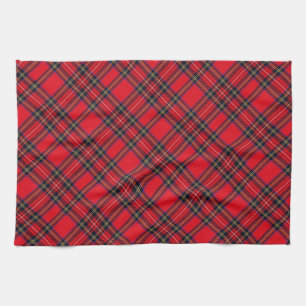 Royal Stewart tartan röd svart pläd Kökshandduk