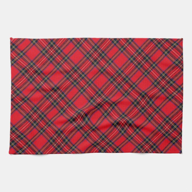 Royal Stewart tartan röd svart pläd Kökshandduk (Horisontell)