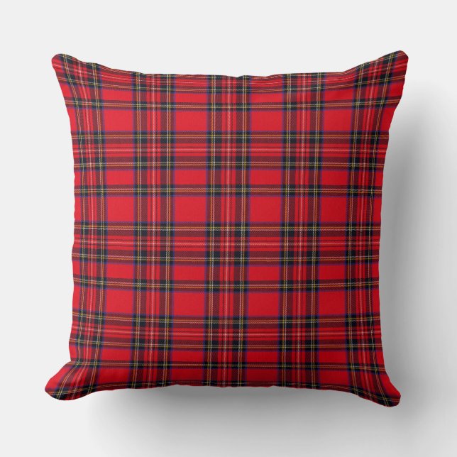 Royal Stewart tartan röd svart pläd Kudde (Framsida)