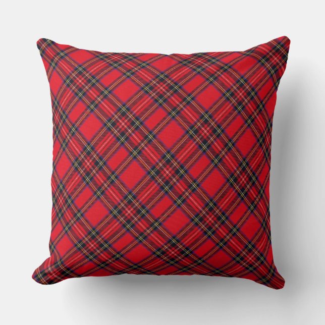 Royal Stewart tartan röd svart pläd Kudde (Framsida)