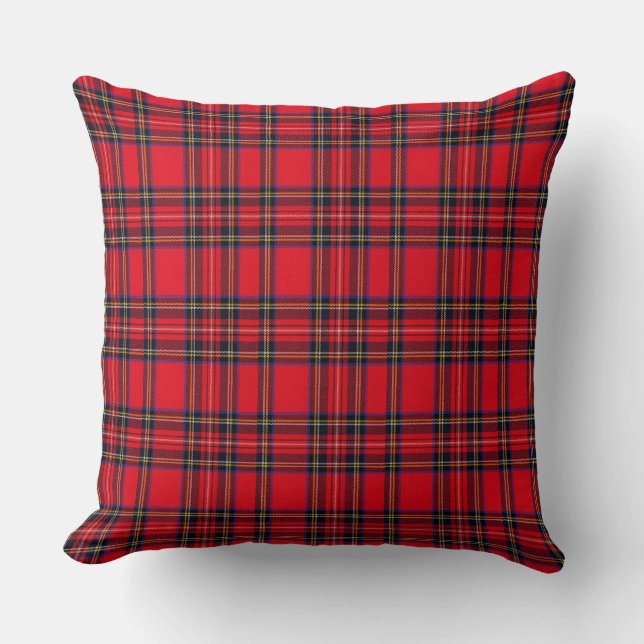 Royal Stewart tartan röd svart pläd Kudde (Framsida)
