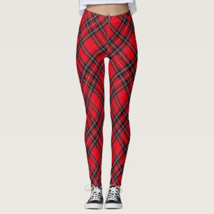 Royal Stewart tartan röd svart pläd Leggings