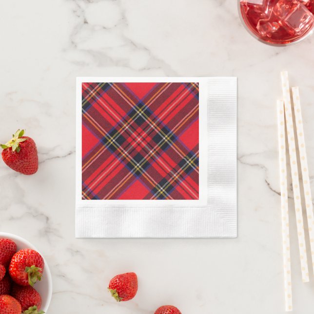 Royal Stewart tartan röd svart pläd Pappersservett (Insitu)