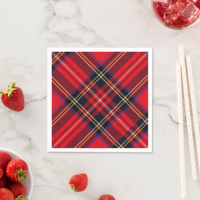 Royal Stewart tartan röd svart pläd Pappersservett (Insitu)