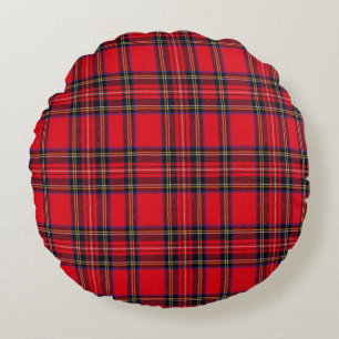 Royal Stewart tartan röd svart pläd Rund Kudde