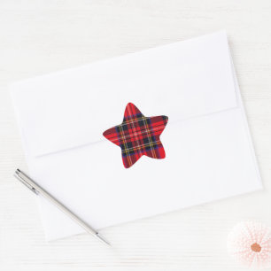 Royal Stewart tartan röd svart pläd Stjärnformat Klistermärke