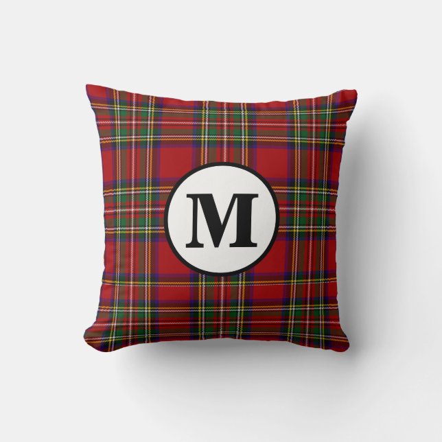 Royal Stewart Tartan Rutmönster Skotsk Klansmonogr Kudde (Framsida)
