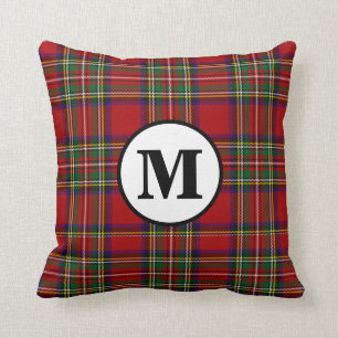 Royal Stewart Tartan Rutmönster Skotsk Klansmonogr Kudde