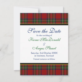 Royal Stuart Tartan Bröllop spara datum Card Datumet