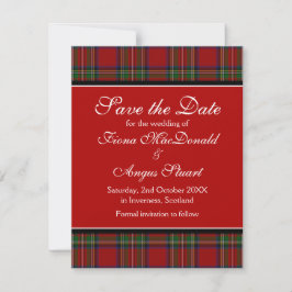 Royal Stuart Tartan Bröllop spara datum Card Datumet