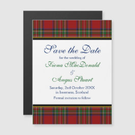 Royal Stuart Tartan Bröllop spara datum Magnet