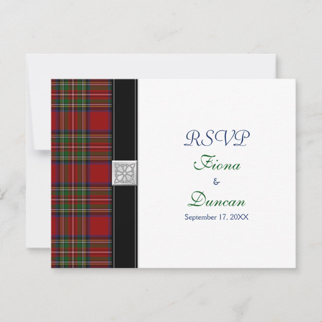 Royal Stuart Tartan Celtic Bröllop Svarskort OSA Kort (Framsida)