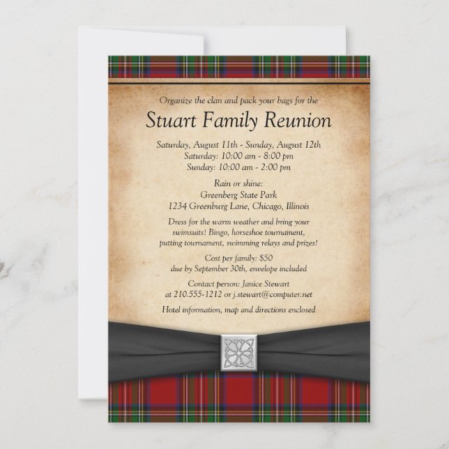 Royal Stuart Tartan Family Reunion-inbjudan Inbjudningar (Framsida)