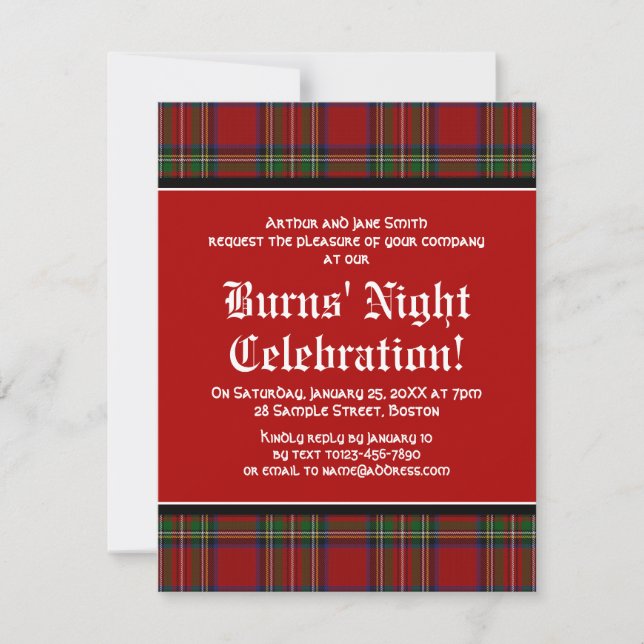 Royal Stuart Tartan Robbie Burns nattinbjudan Inbjudningar (Framsida)