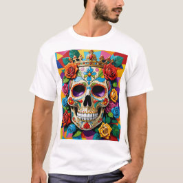 Royal Sugar Skull Art T-Shirt med färgat Ro
