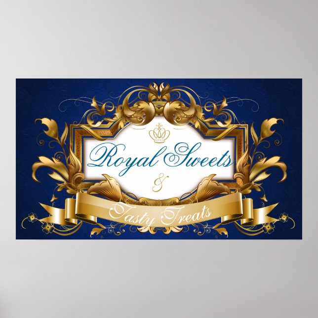 Royal Sweets and Tasty Treats Baby Shower Sign Poster (Framsidan)