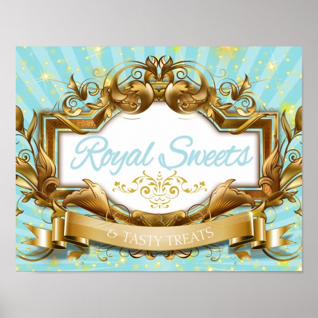 Royal Sweets and Tasty Treats Blue and Guld Sign Poster (Framsidan)