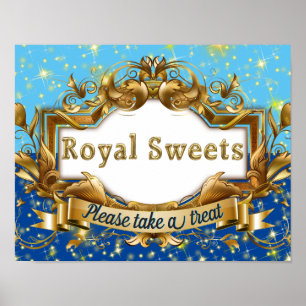 Royal Sweets Blue & Guld Glitter Elegant Poster