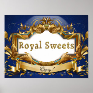 Royal Sweets-Royal Blue and Guld Party Signage Poster