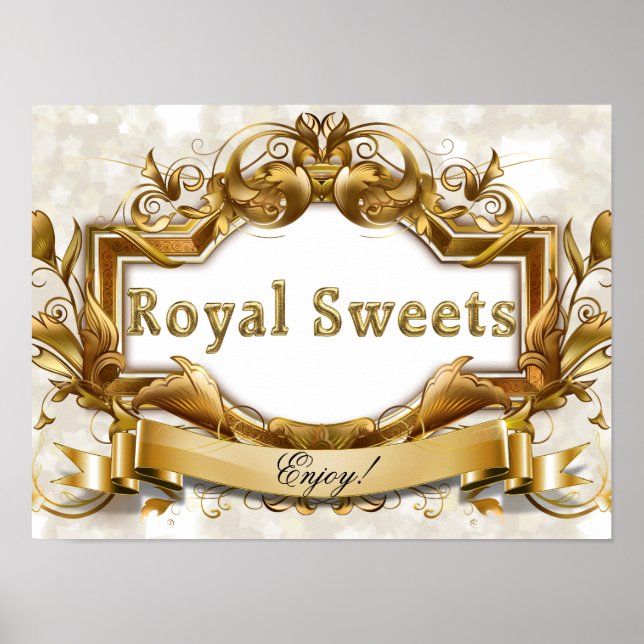 Royal Sweets-White och Guld Party Signage Poster (Framsidan)
