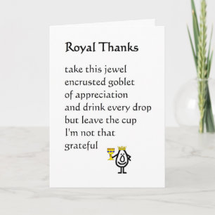 Royal Tack - ett roligt tack dikt Kort