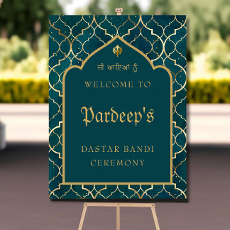Royal Teal Guld Dastar bandi-ceremonin Poster